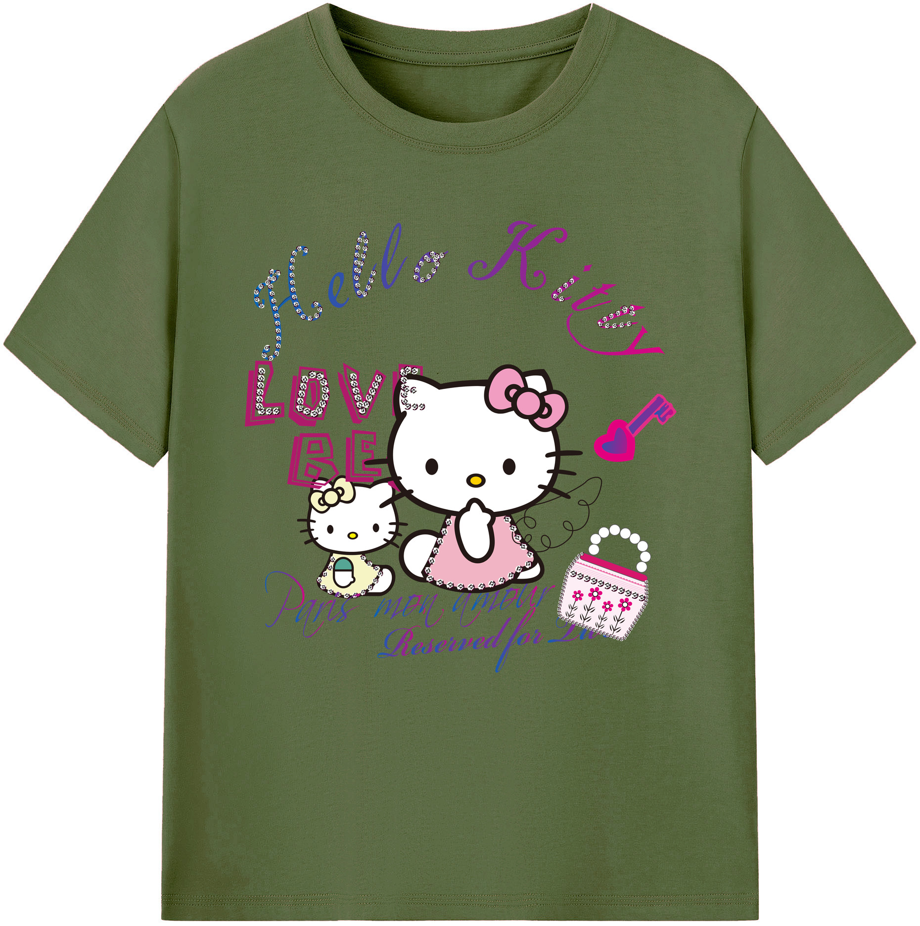（画像用） Hello Kitty ハローキティ 綿100％半袖Tシャツ（フロントプリント）